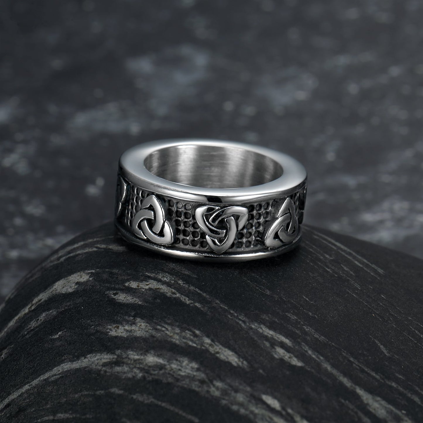 Handcrafted Stainless Steel Celtic Triquetra Band Ring