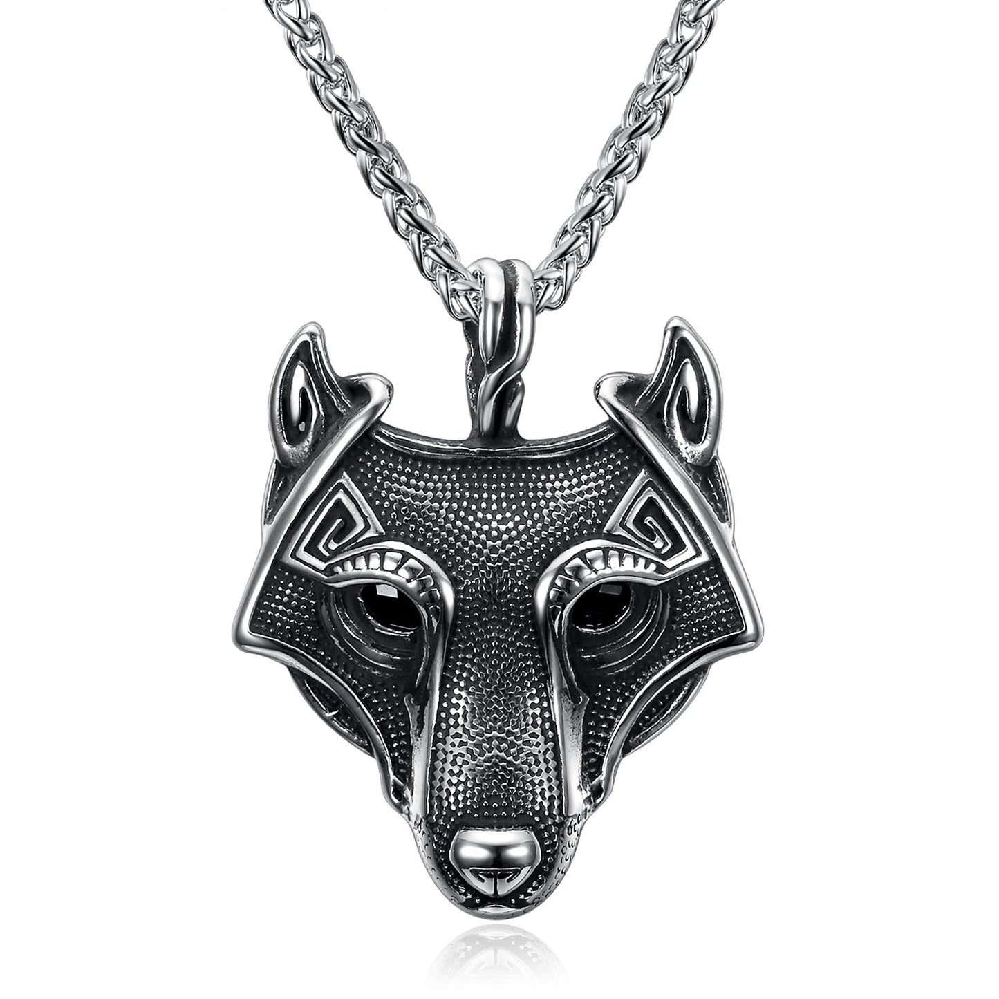 Handcrafted Stainless Steel Fenrir Pendant on Handcrafted Stainless Steel Chain