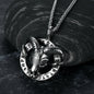 Handcrafted Stainless Steel Goat Head Necklace with Valknut and Runes