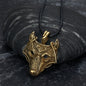 Norse Wolf Head Necklace - Leather Chain