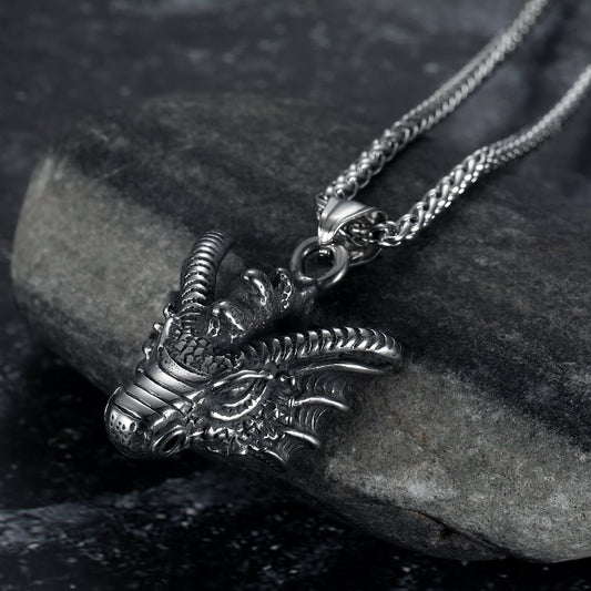 Handcrafted Stainless Steel Dragon Head Necklace