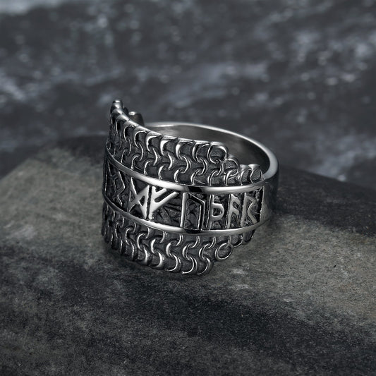 Handcrafted Stainless Steel Viking Rune Ring