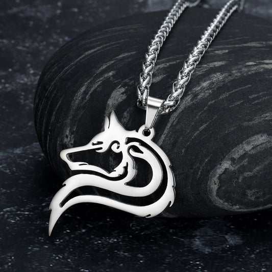 Handcrafted Stainless Steel Odin's Wolf Head Pendant