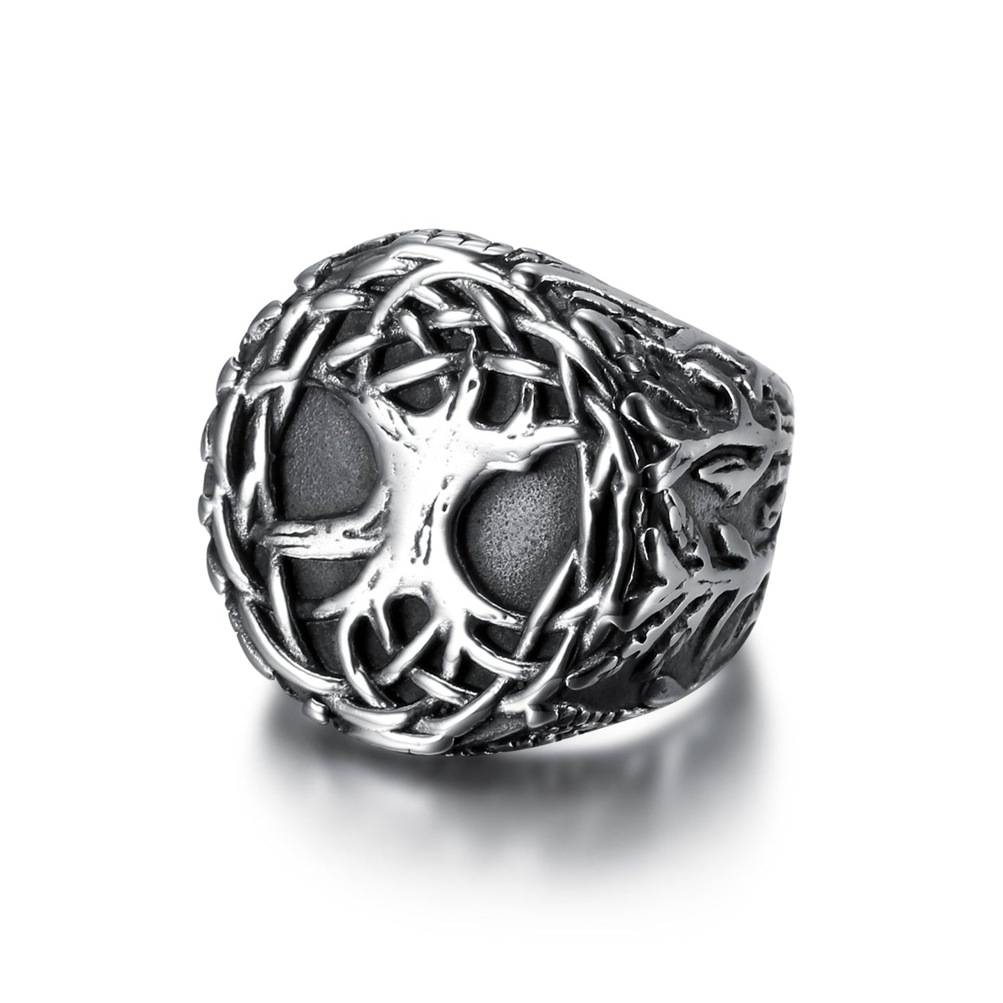 Handcrafted Stainless Steel Yggdrasil / Tree of Life Signet Ring