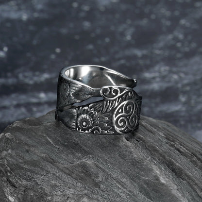 Handcrafted Stainless Steel Adjustable Raven Ring