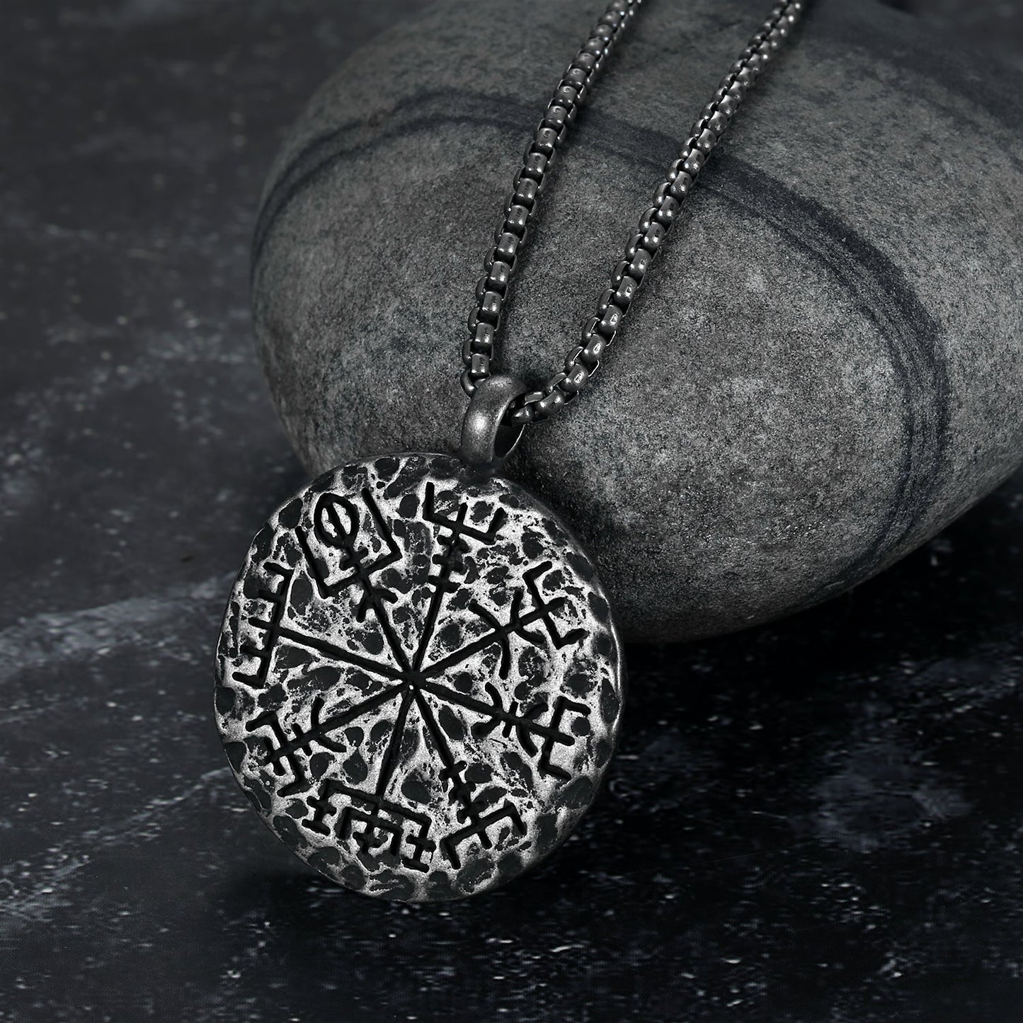 Aged Vegvisir and Helm of Awe Necklace