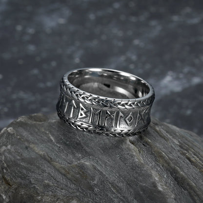 Handcrafted Stainless Steel  Rune and Knotwork Ring