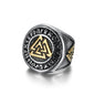 Handcrafted Stainless Steel Dual Color Valknut and Runes Ring