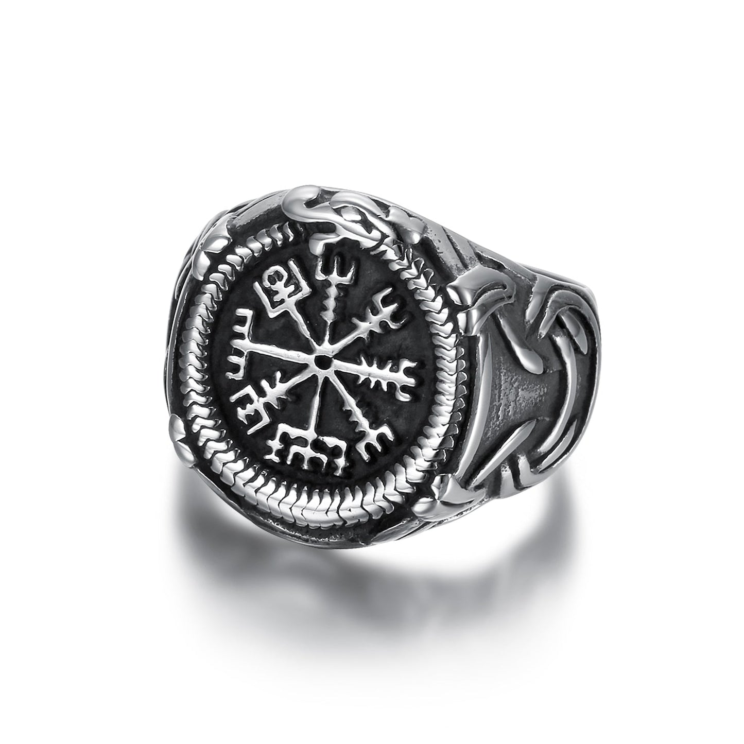 Handcrafted Stainless Steel Vegvisir and Jormungand Ring