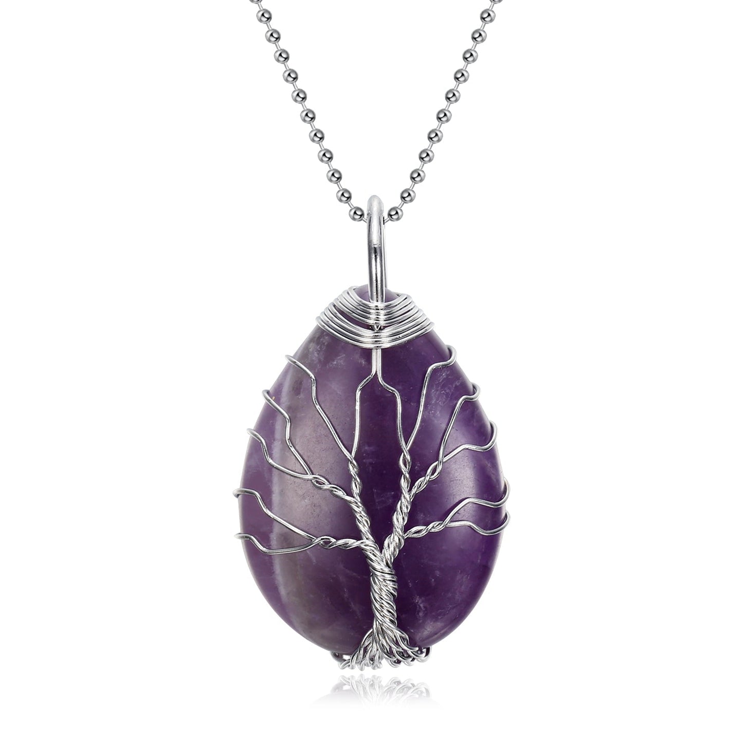 Celtic Tree of Life Pendant & Chain on Teardrop Semi-Precious Stone