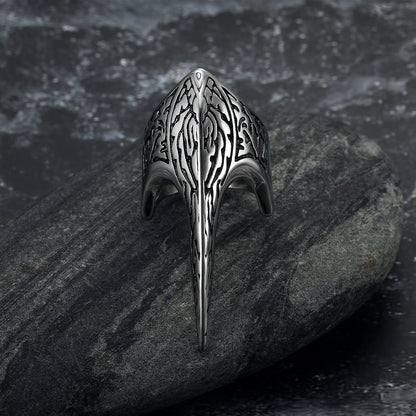 Handcrafted Stainless Steel Stylized Raven Skull Ring