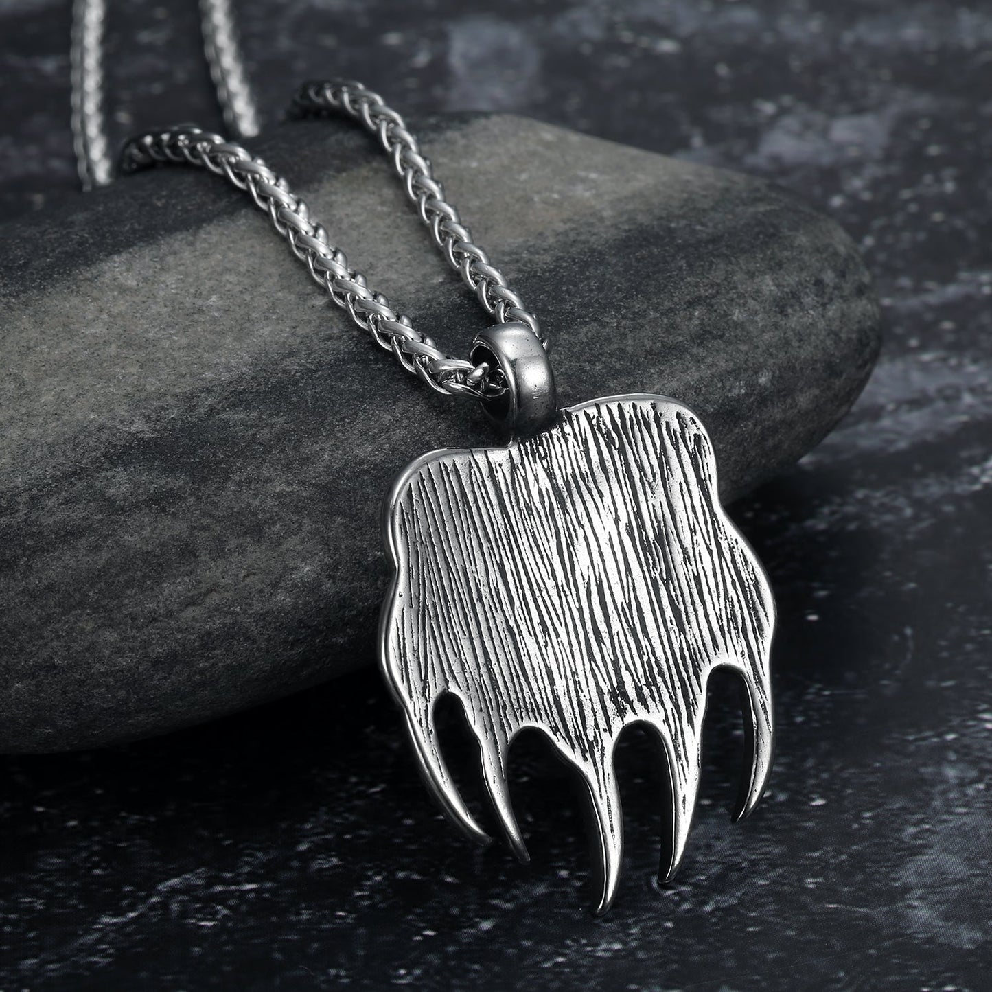 Handcrafted Stainless Steel Bear Paw Necklace