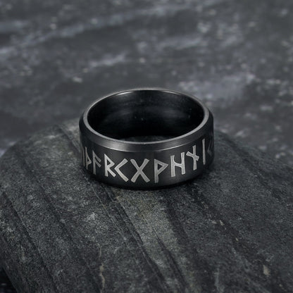 Handcrafted Stainless Steel Runic Alphabet Ring