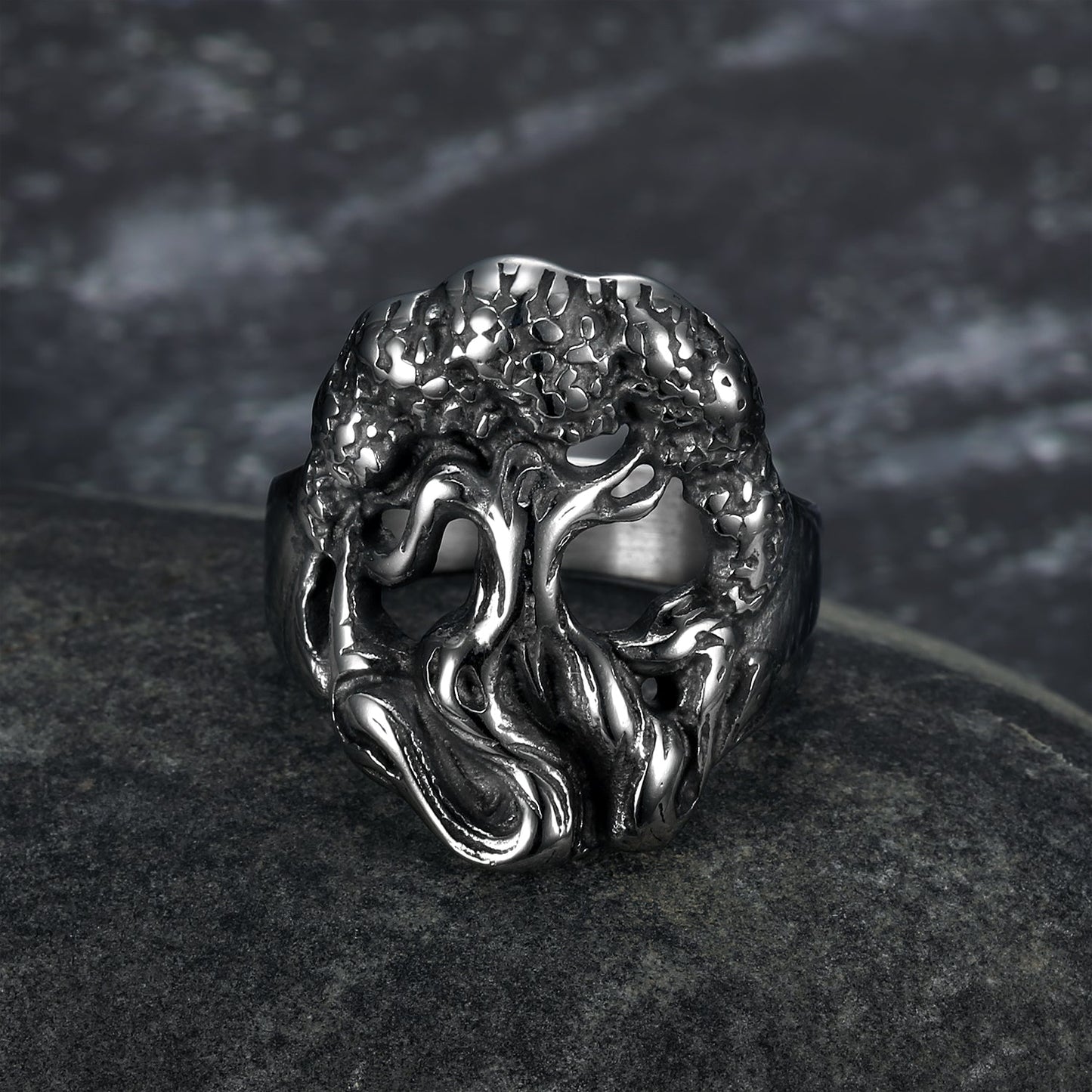 Handcrafted Stainless Steel Yggdrasil / Tree of Life Ring