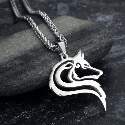 Handcrafted Stainless Steel Odin's Wolf Head Pendant