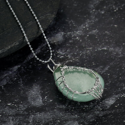 Yggdrasil / Tree of Life Necklace on Teardrop Semi-Precious Stone