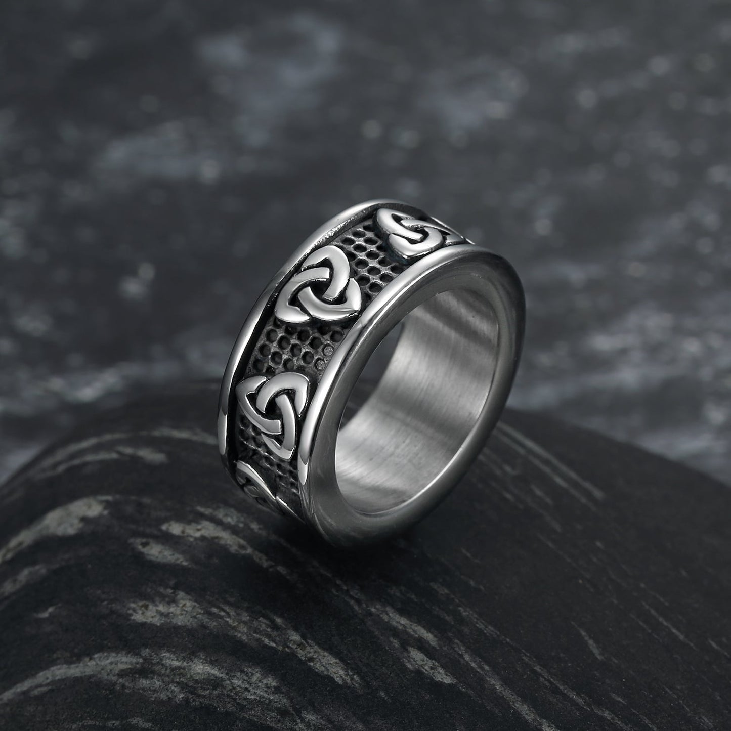 Handcrafted Stainless Steel Celtic Triquetra Band Ring