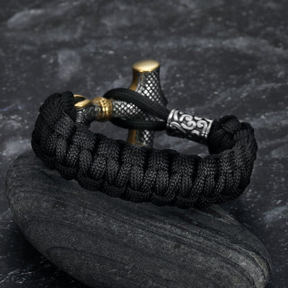 Handcrafted Stainless Steel Paracord and Mjolnir Bracelet