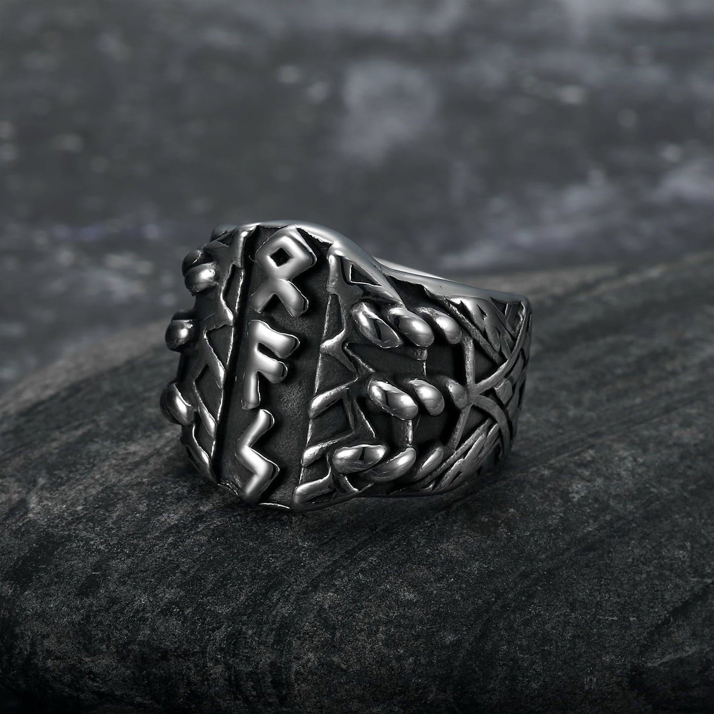 Handcrafted Stainless Steel Triple Rune Ring