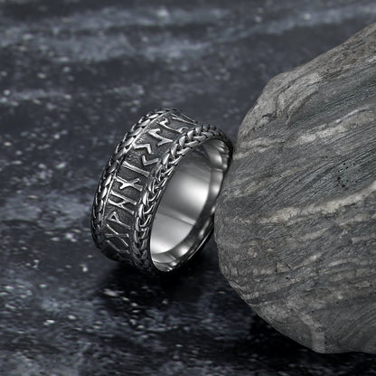 Handcrafted Stainless Steel  Rune and Knotwork Ring