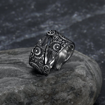 Handcrafted Stainless Steel Adjustable Raven Ring