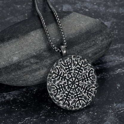 Aged Vegvisir and Helm of Awe Necklace