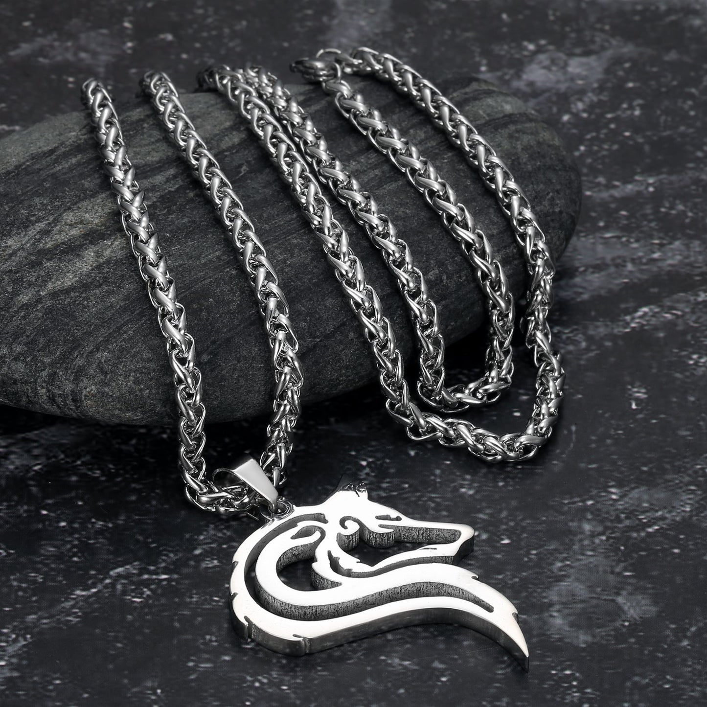 Handcrafted Stainless Steel Odin's Wolf Head Pendant