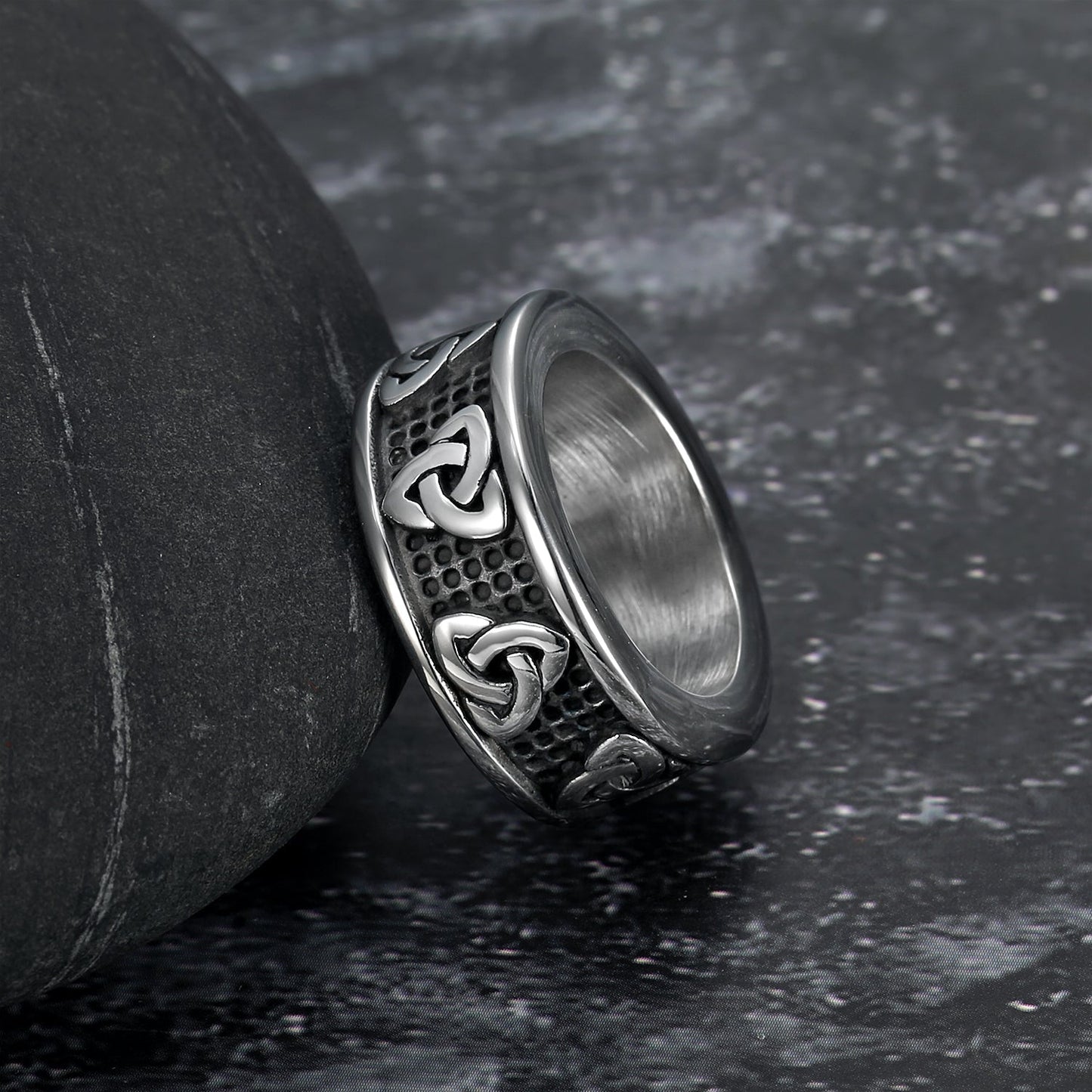 Handcrafted Stainless Steel Celtic Triquetra Band Ring