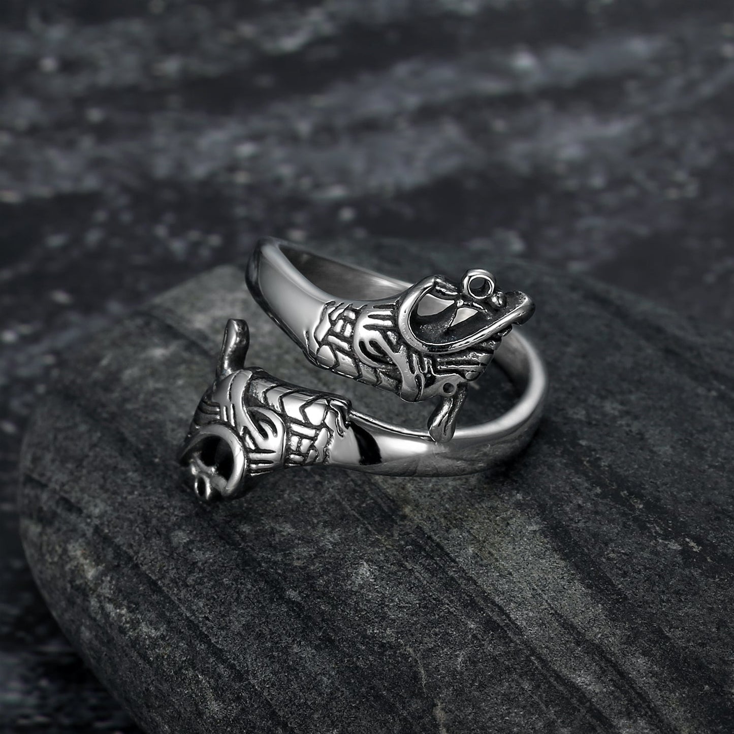 Handcrafted Stainless Steel Adjustable Jormungand Ring