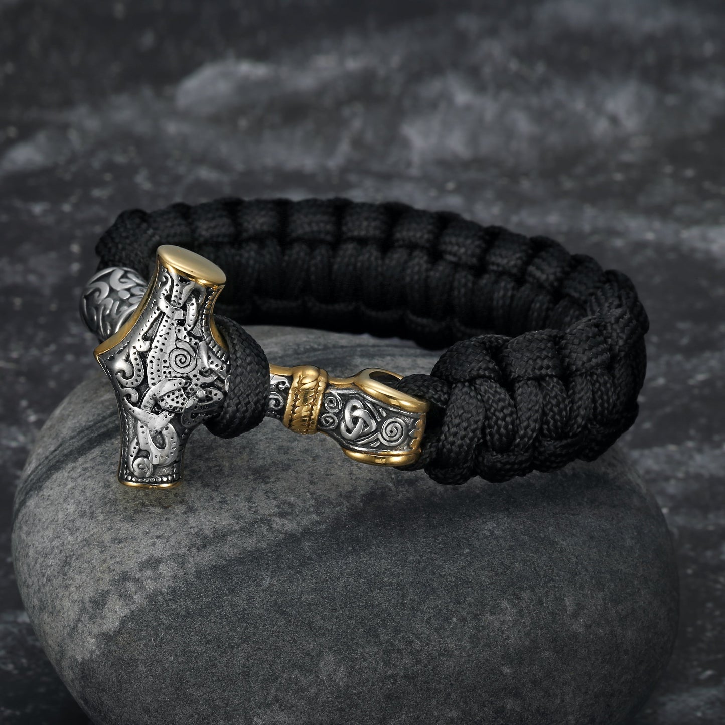 Handcrafted Stainless Steel Paracord and Mjolnir Bracelet