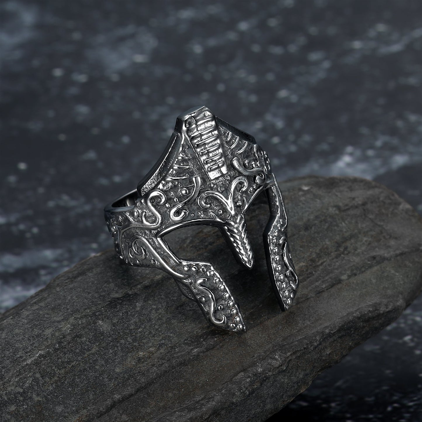 Handcrafted Stainless Steel Warrior Helmet Ring