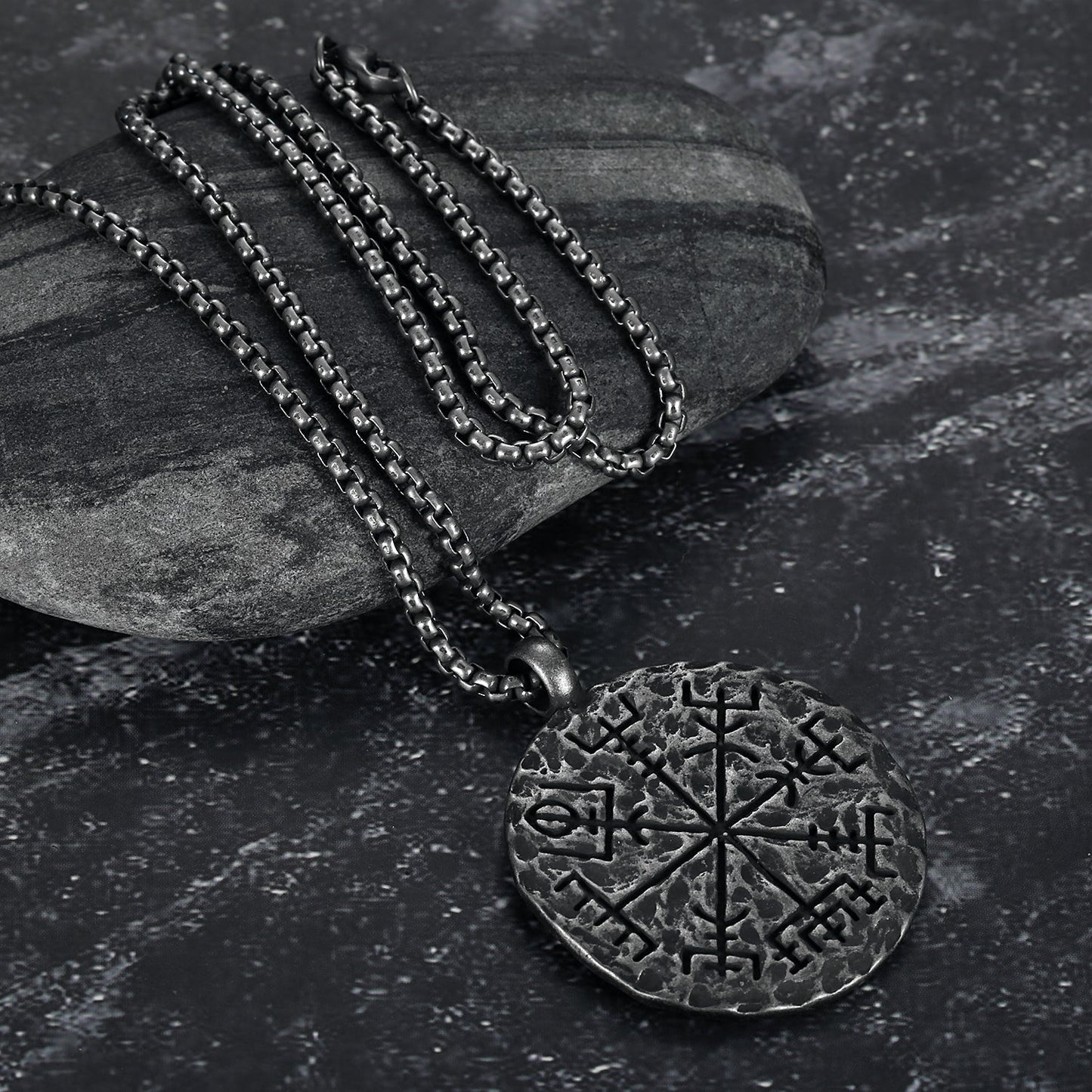 Aged Vegvisir and Helm of Awe Necklace