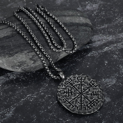 Aged Vegvisir and Helm of Awe Necklace