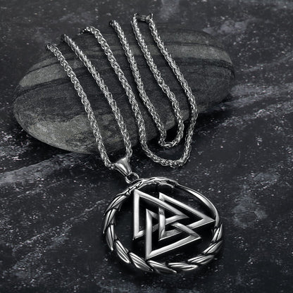 Handcrafted Stainless Steel Valknut and Jormungand Pendant