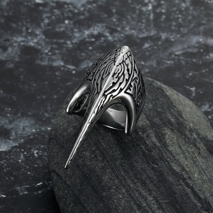 Handcrafted Stainless Steel Stylized Raven Skull Ring