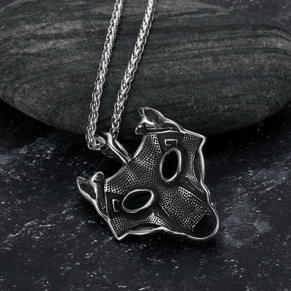 Handcrafted Stainless Steel Fenrir Pendant on Handcrafted Stainless Steel Chain