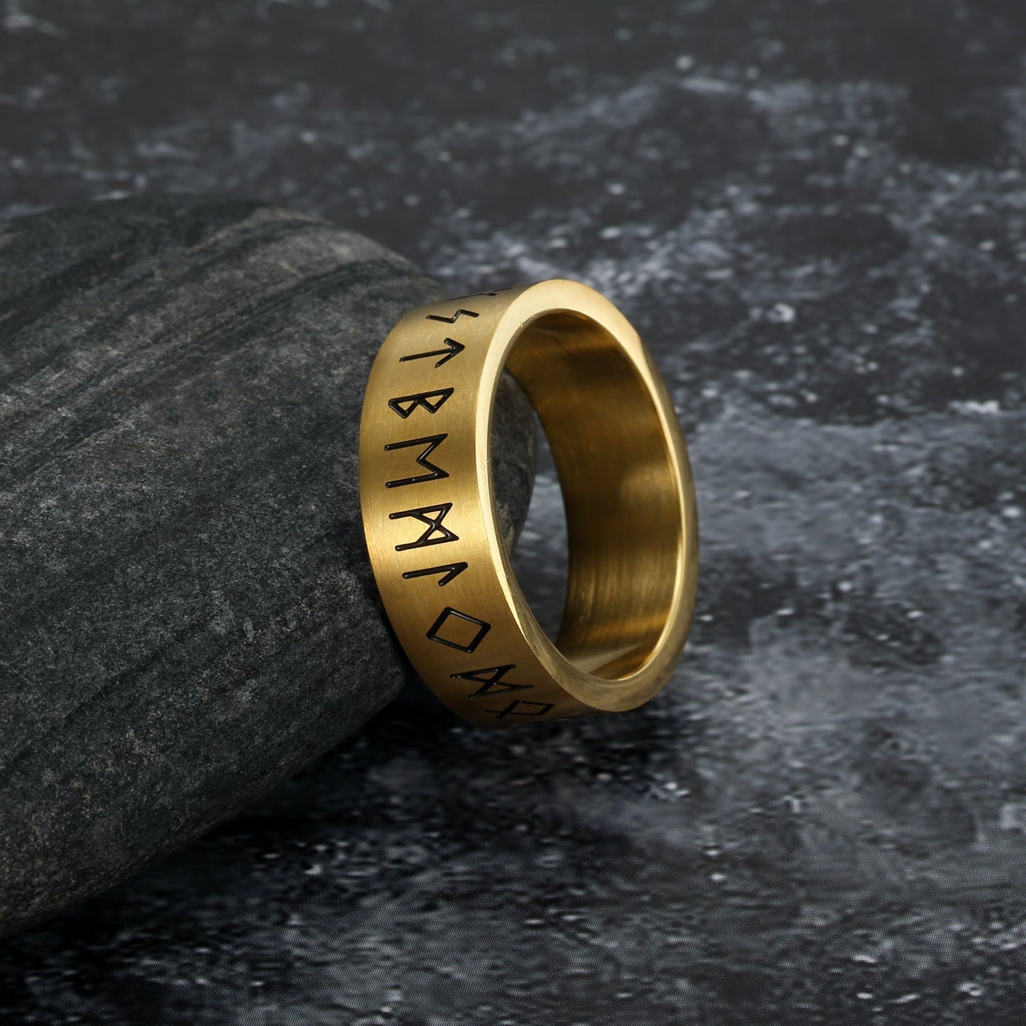 Handcrafted Stainless Steel Wide Rune Ring