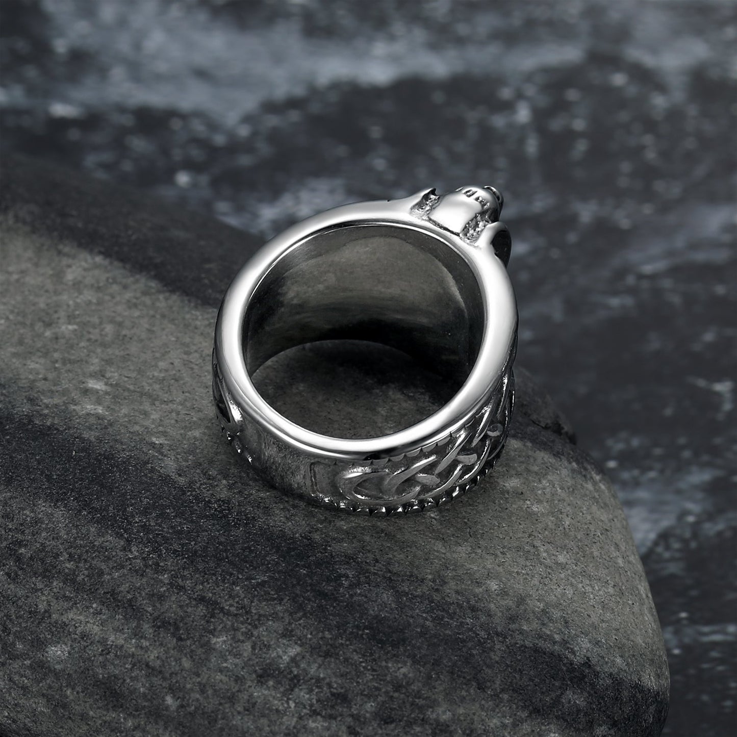 Handcrafted Stainless Steel Thor's Hammer and Celtic Knotwork Ring