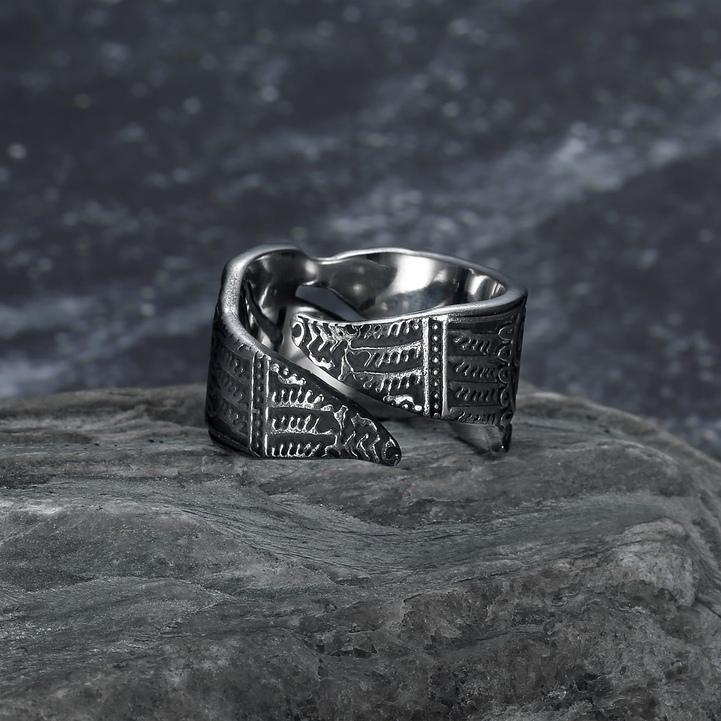 Handcrafted Stainless Steel Adjustable Raven Ring