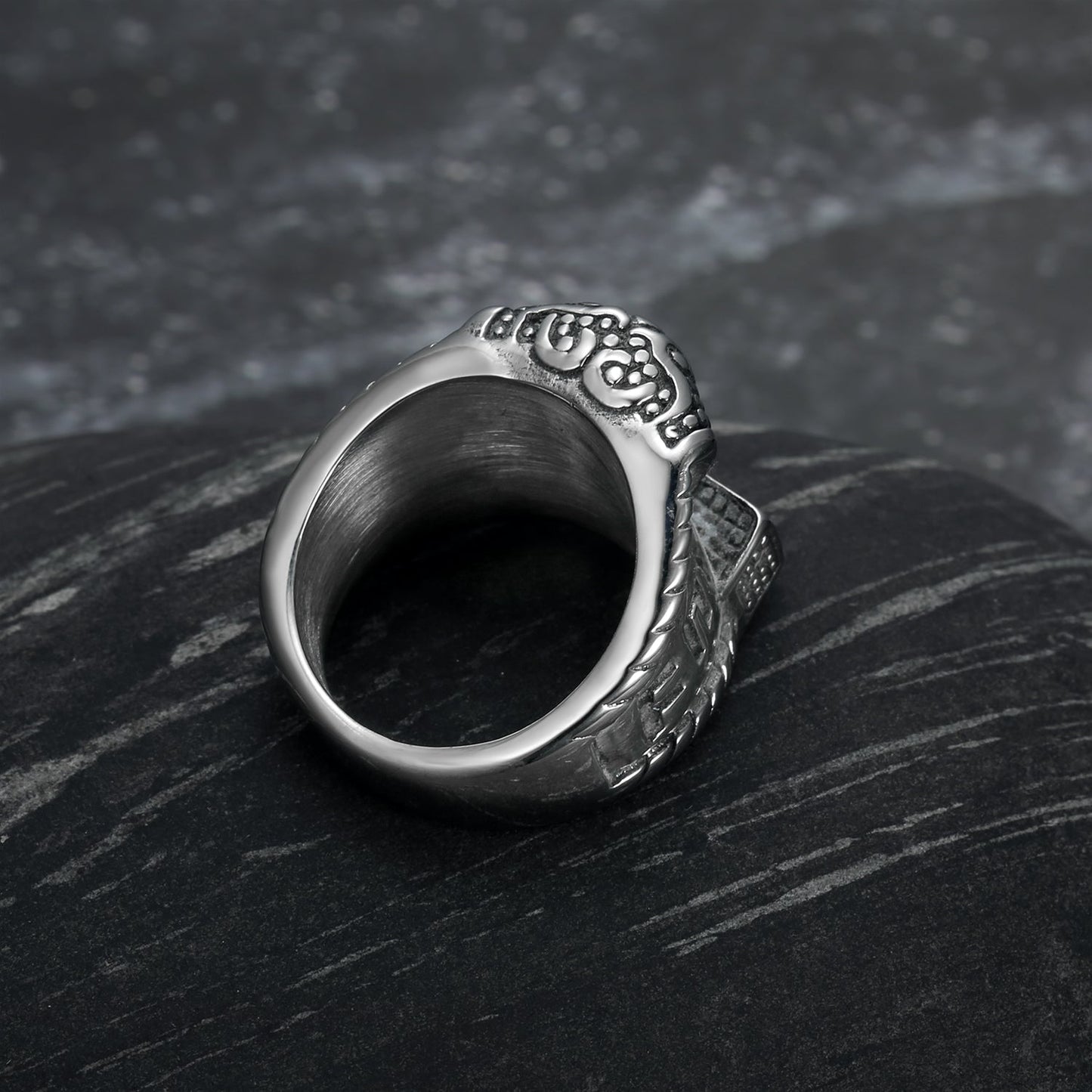 Handcrafted Stainless Steel Thor's Hammer and Rune Ring