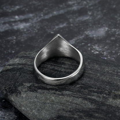 Handcrafted Stainless Steel Triangular Valknut Ring