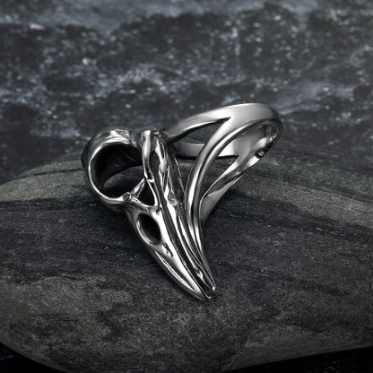 Handcrafted Stainless Steel Raven Skull Biker Ring