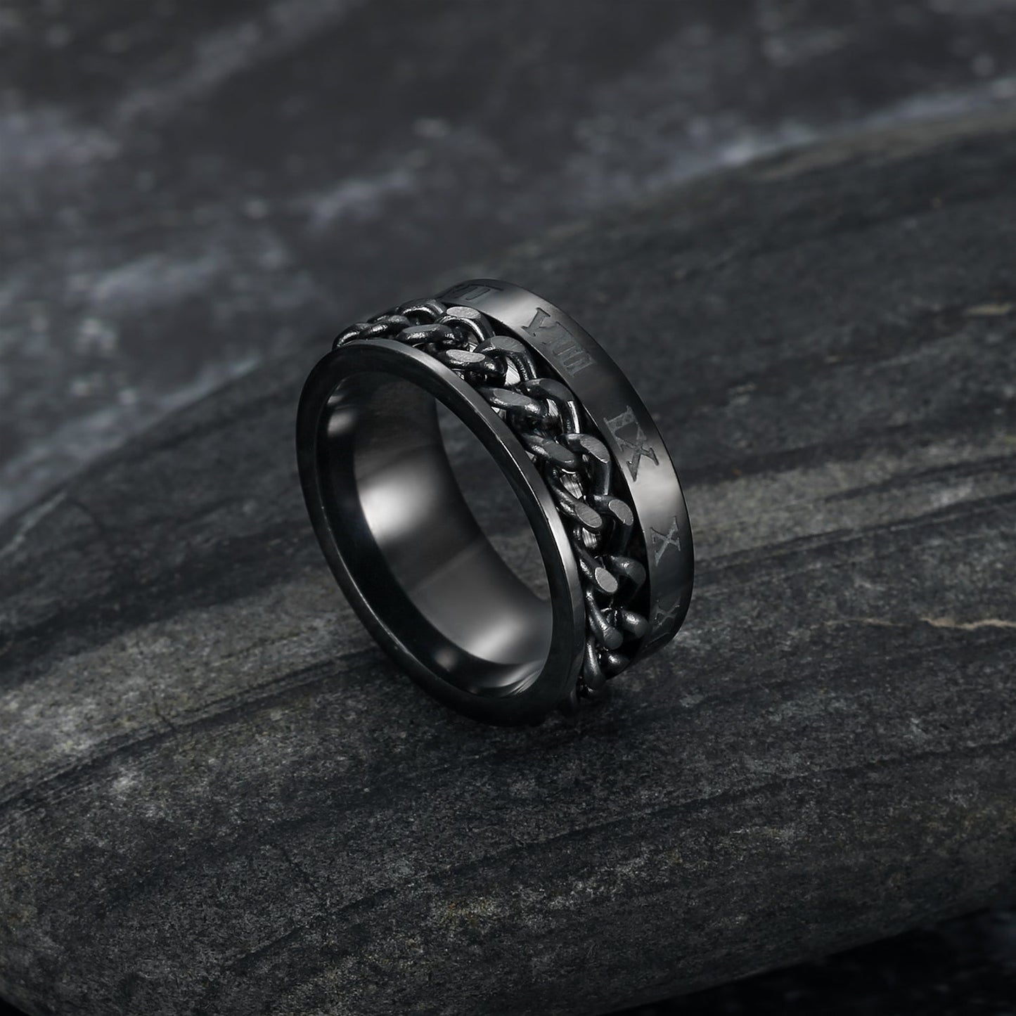 Handcrafted Stainless Steel Rotating Rune Ring