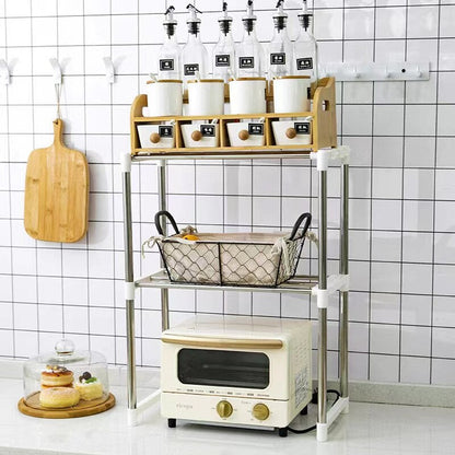 Adjustable 2 Layer Shelf Storage Rack Microwave Storage Shelf Stand