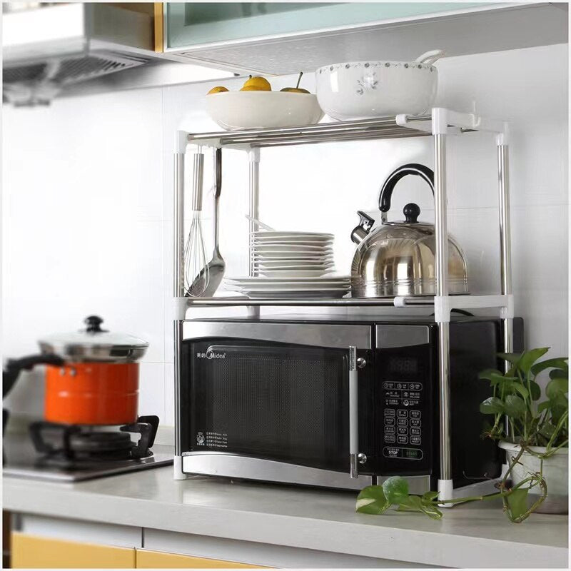 Adjustable 2 Layer Shelf Storage Rack Microwave Storage Shelf Stand