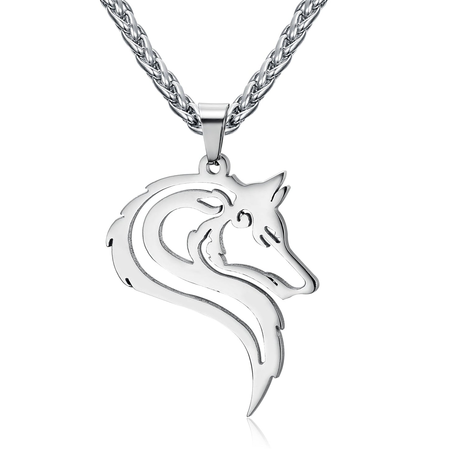 Handcrafted Stainless Steel Odin's Wolf Head Pendant