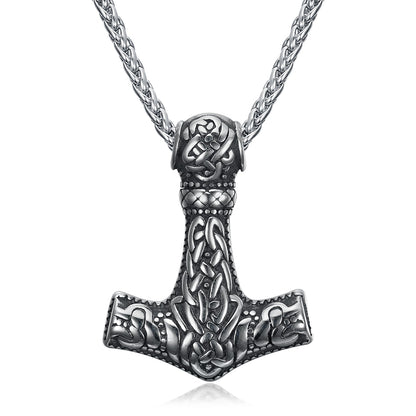 Handcrafted Stainless Steel Fenrir Mjolnir Pendant