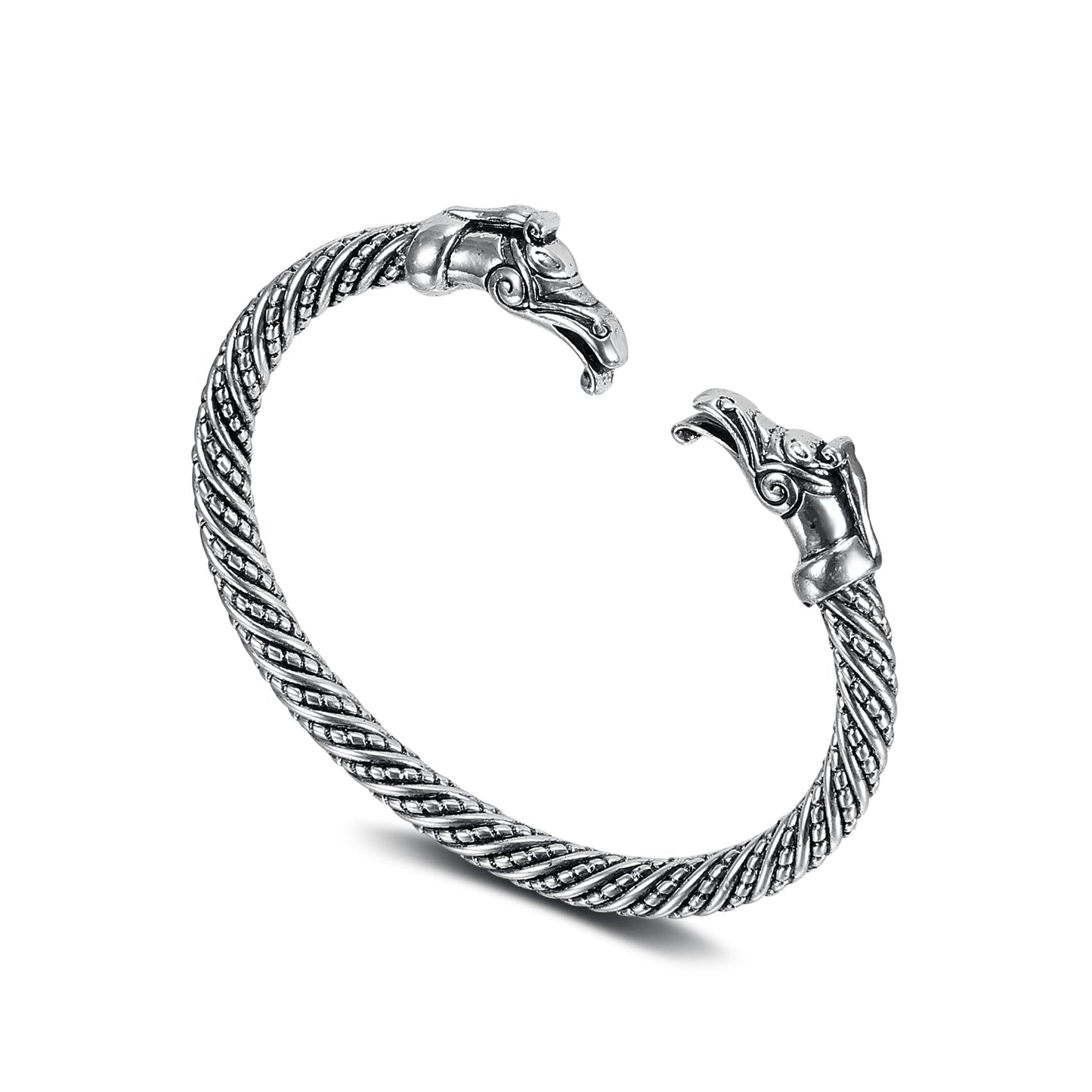 Handcrafted Stainless Steel Dragon Head Torc Bracelet