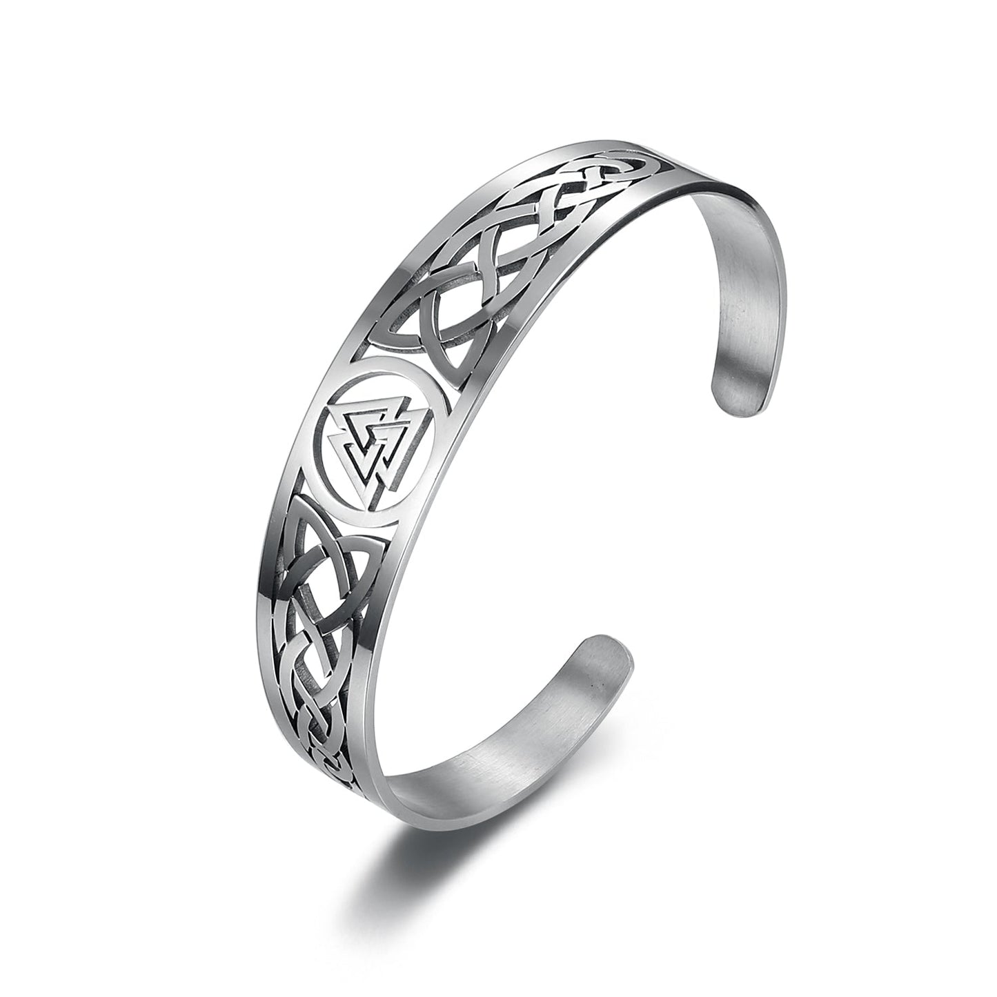 Handcrafted Stainless Steel Valknut and Celtic Design Bracelet