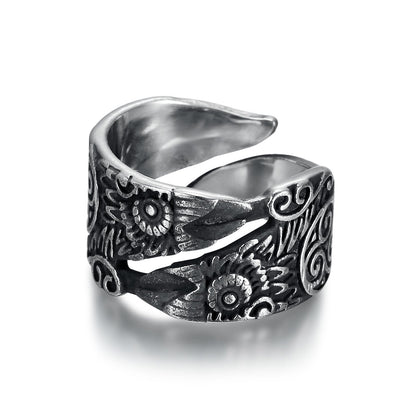 Handcrafted Stainless Steel Adjustable Raven Ring